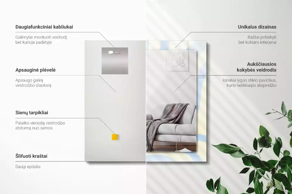 Decorațiuni perete cu oglindă Modele valuri abstracte