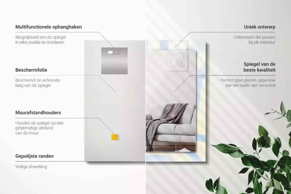 Decorațiuni perete cu oglindă Modele valuri abstracte