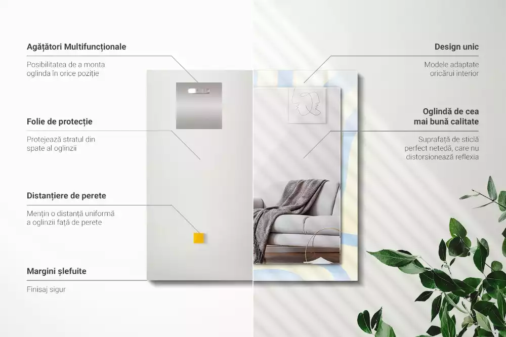 Decorațiuni perete cu oglindă Modele valuri abstracte