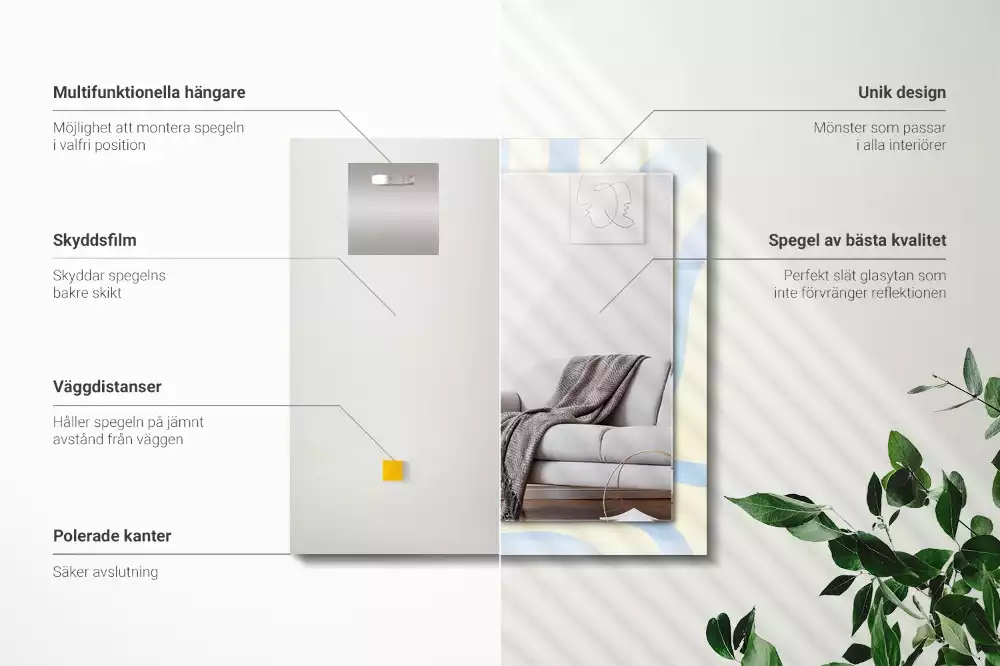 Decorațiuni perete cu oglindă Modele valuri abstracte