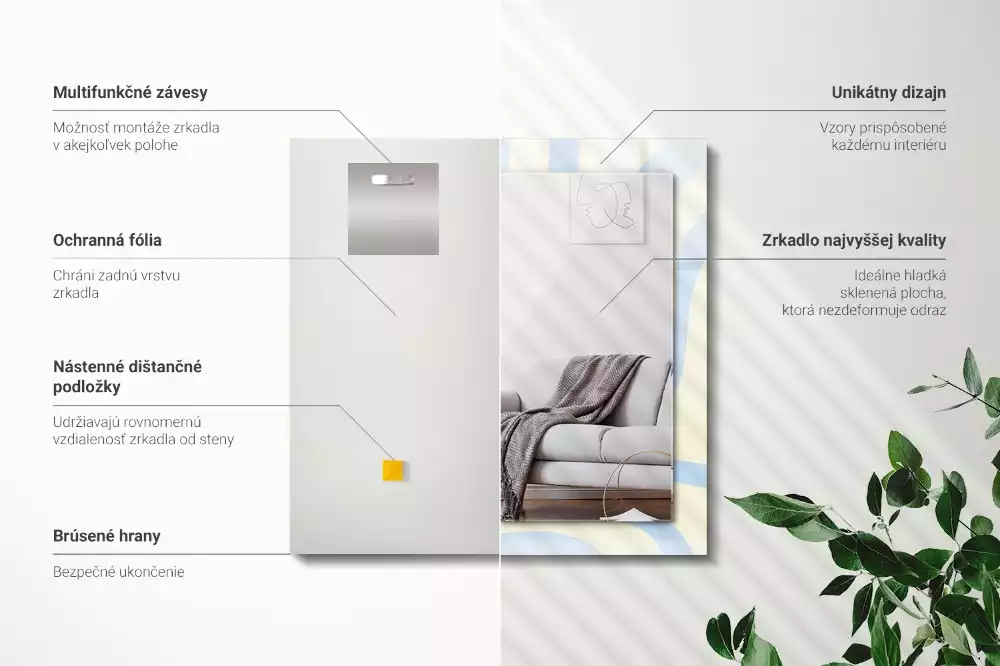 Decorațiuni perete cu oglindă Modele valuri abstracte