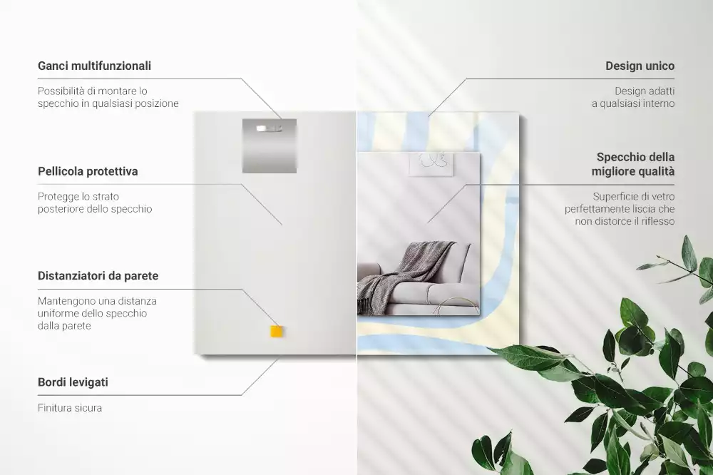 Decorațiuni perete cu oglindă Modele valuri abstracte