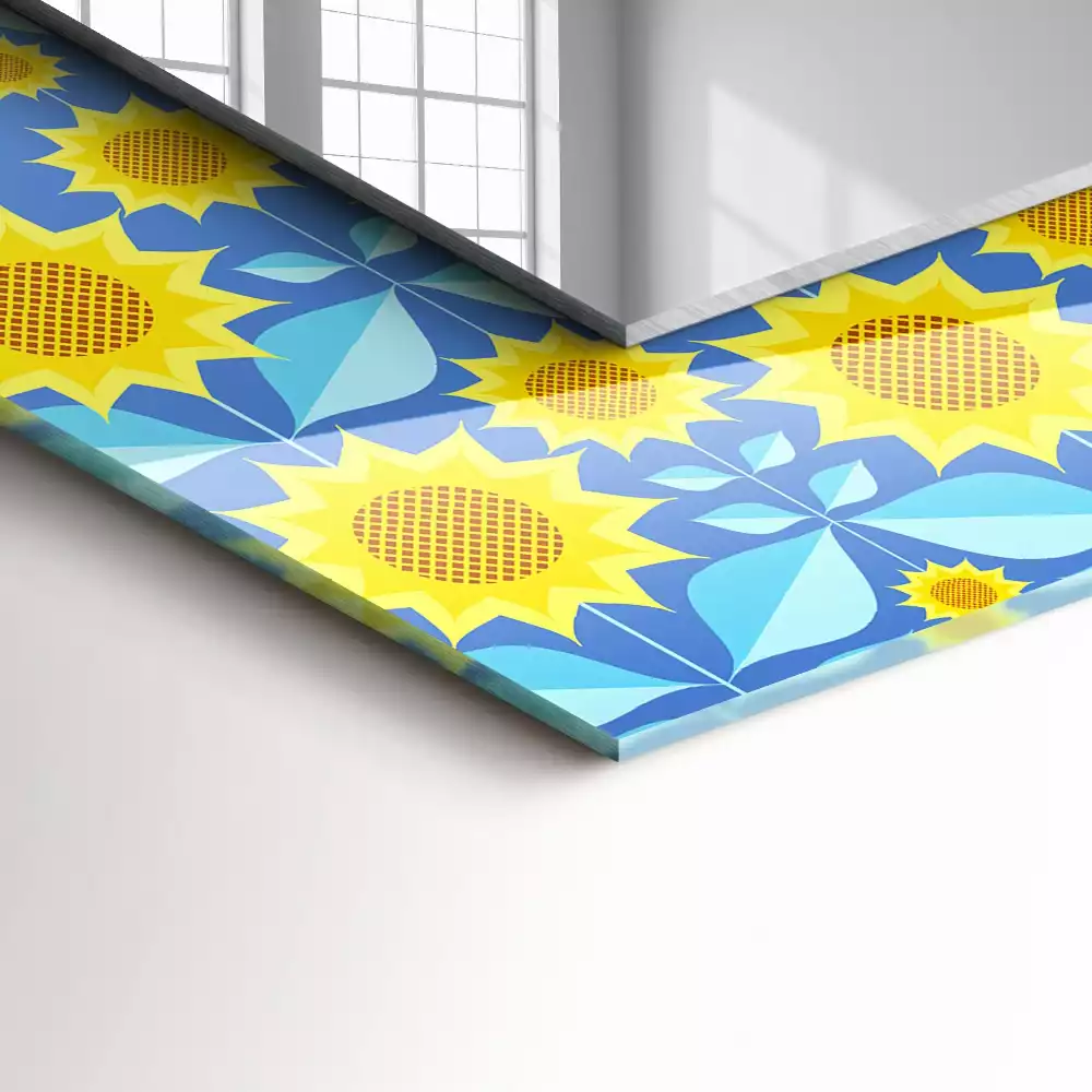 Oglindă imprimată Flori soarelui frunze model