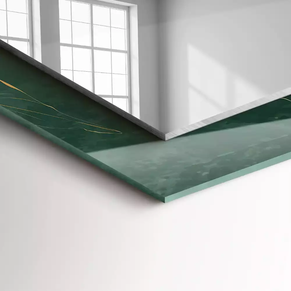 Decorațiuni de perete cu oglinzi Frunze verzi aurii