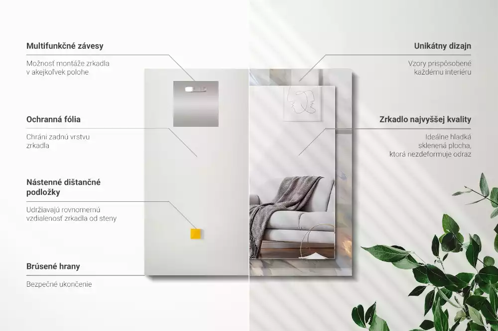 Oglindă imprimată Modele colorate abstracte