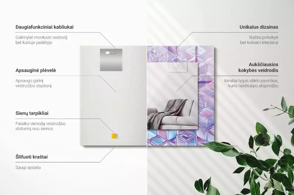 Decorațiuni perete cu oglindă Cuburi transparente colorate