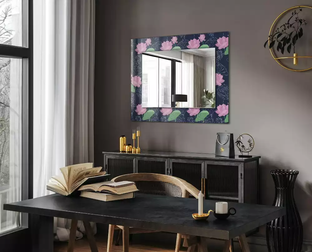 Decorațiuni de perete cu oglinzi Flori de lotus roz
