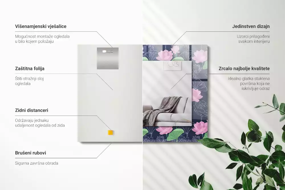 Decorațiuni de perete cu oglinzi Flori de lotus roz