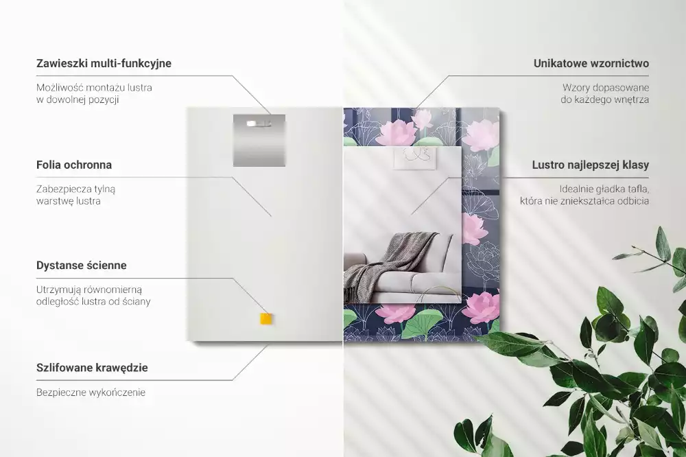 Decorațiuni de perete cu oglinzi Flori de lotus roz