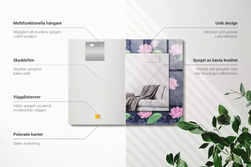 Decorațiuni de perete cu oglinzi Flori de lotus roz