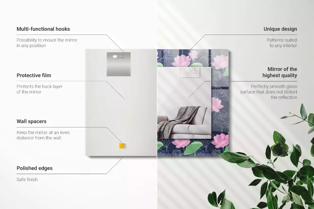 Decorațiuni de perete cu oglinzi Flori de lotus roz