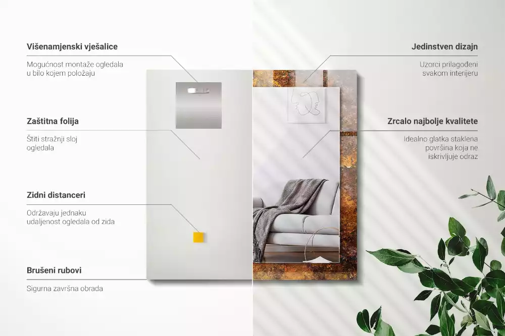 Oglindă imprimată Suprafață metalică ruginită