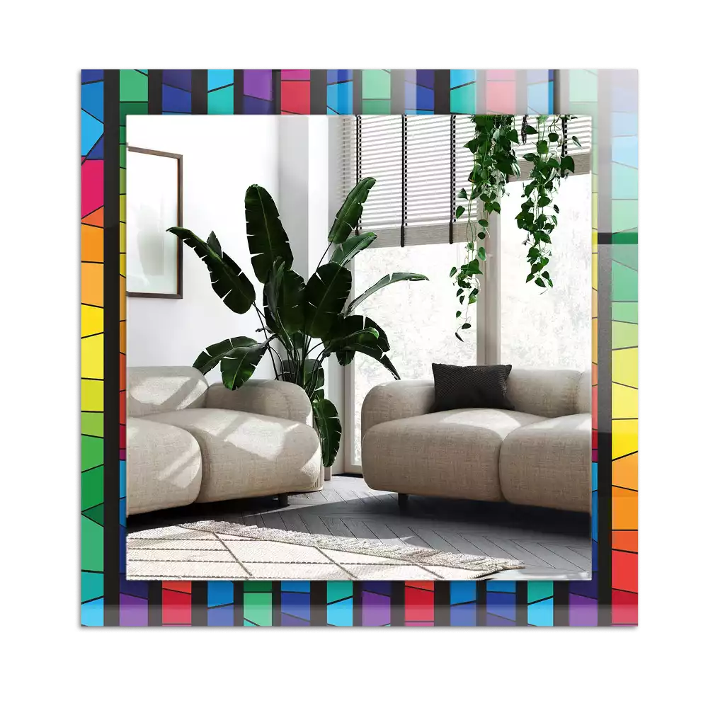 Decorațiuni perete cu oglindă Dungi vitralii colorate