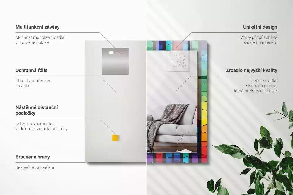 Decorațiuni perete cu oglindă Dungi vitralii colorate