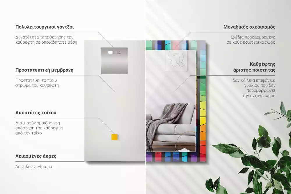 Decorațiuni perete cu oglindă Dungi vitralii colorate