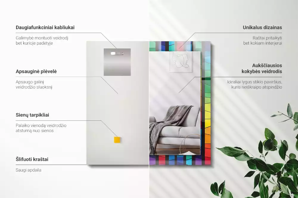 Decorațiuni perete cu oglindă Dungi vitralii colorate