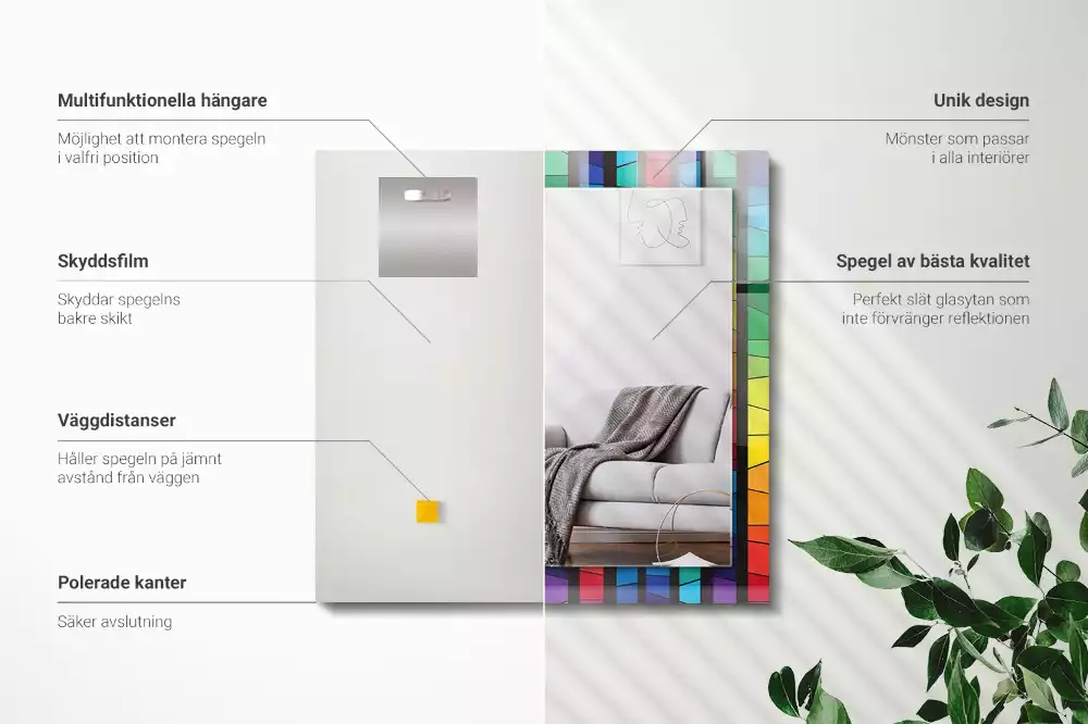 Decorațiuni perete cu oglindă Dungi vitralii colorate