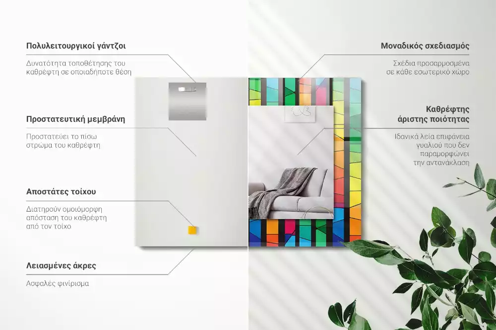 Decorațiuni perete cu oglindă Dungi vitralii colorate