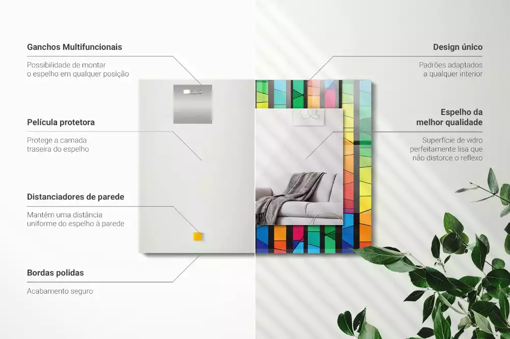 Decorațiuni perete cu oglindă Dungi vitralii colorate