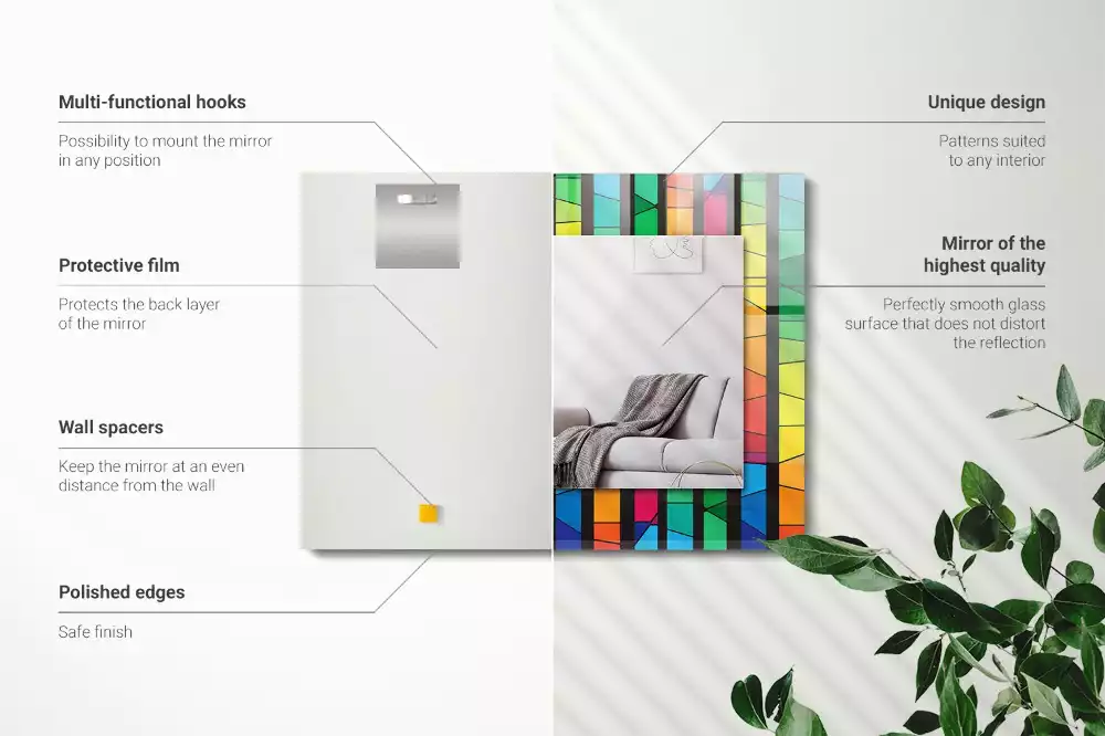 Decorațiuni perete cu oglindă Dungi vitralii colorate