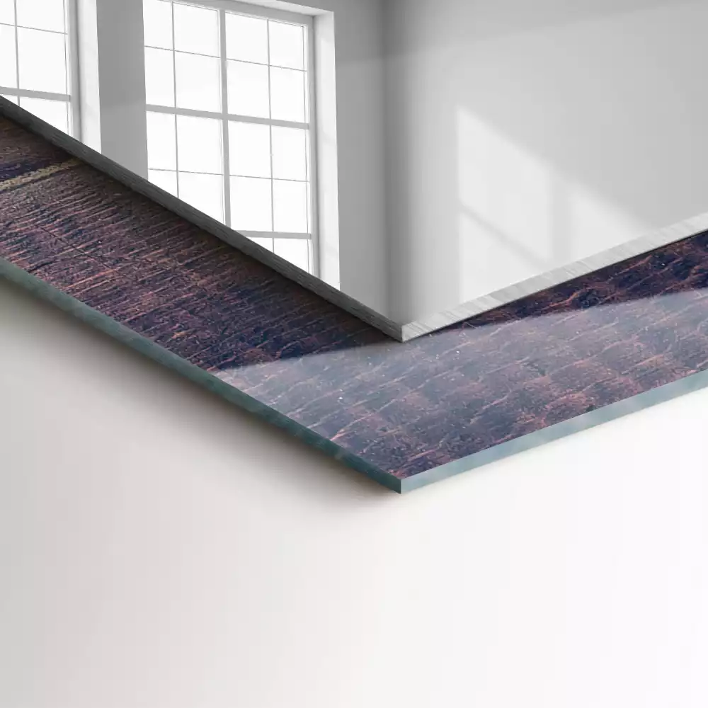 Oglindă imprimată Lalele roz lemn