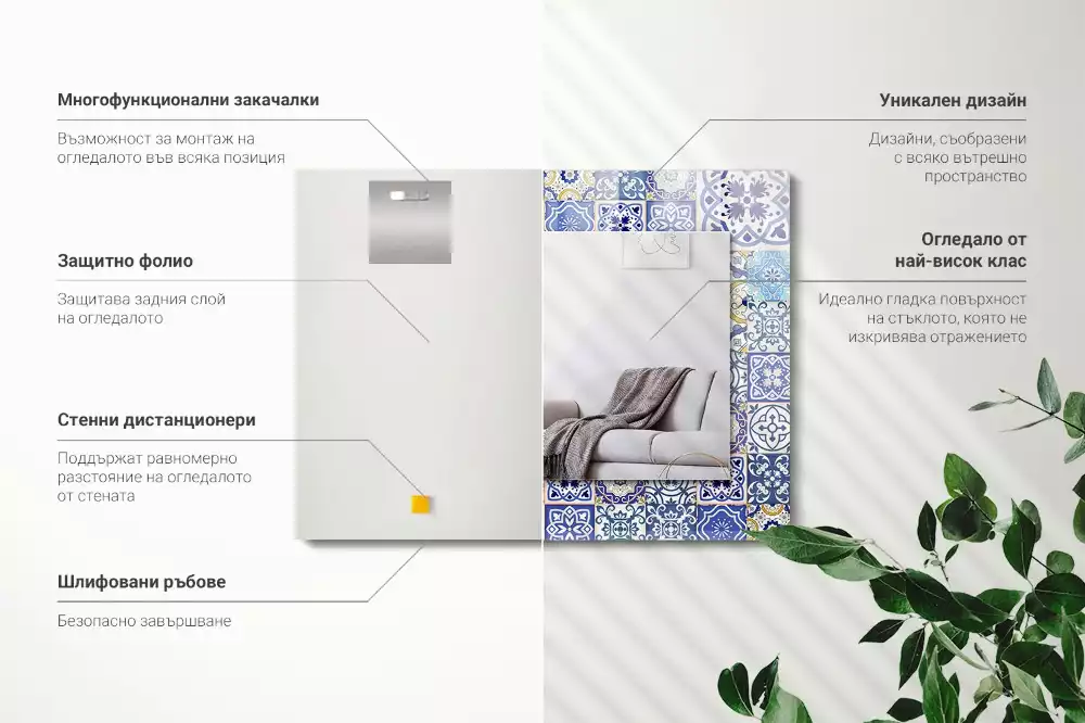 Decorațiuni perete cu oglindă Mozaic plăci colorate