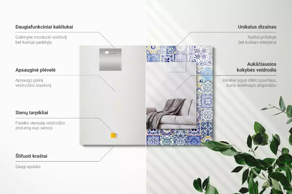 Decorațiuni perete cu oglindă Mozaic plăci colorate