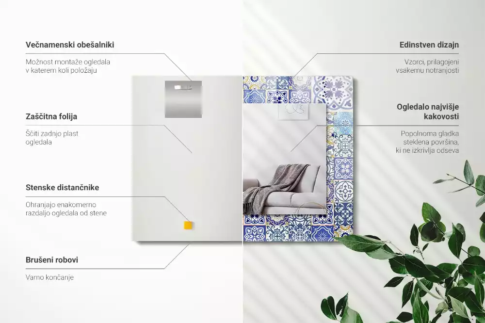 Decorațiuni perete cu oglindă Mozaic plăci colorate