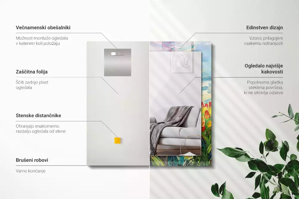 Oglindă imprimată Câmp de lalele