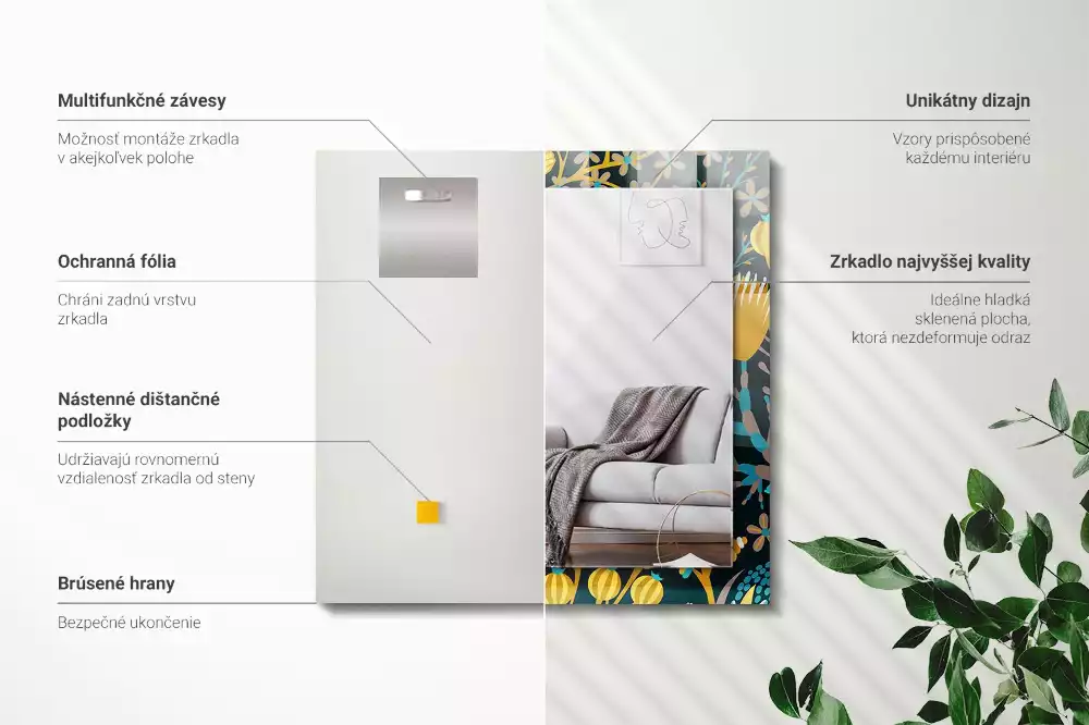 Decorațiuni de perete cu oglinzi Flori frunze modele