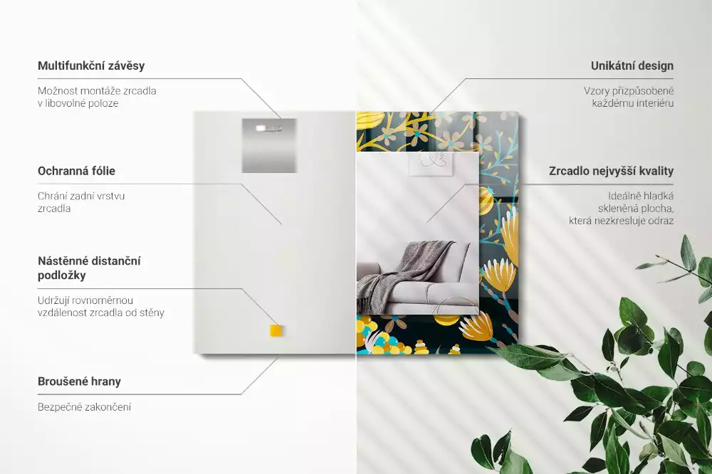 Decorațiuni de perete cu oglinzi Flori frunze modele