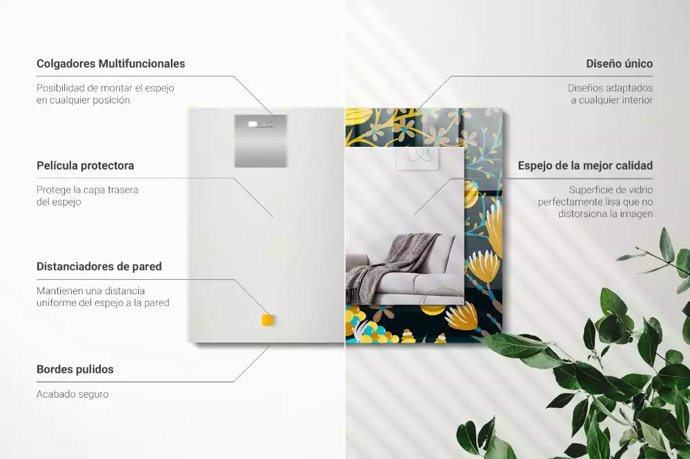 Decorațiuni de perete cu oglinzi Flori frunze modele