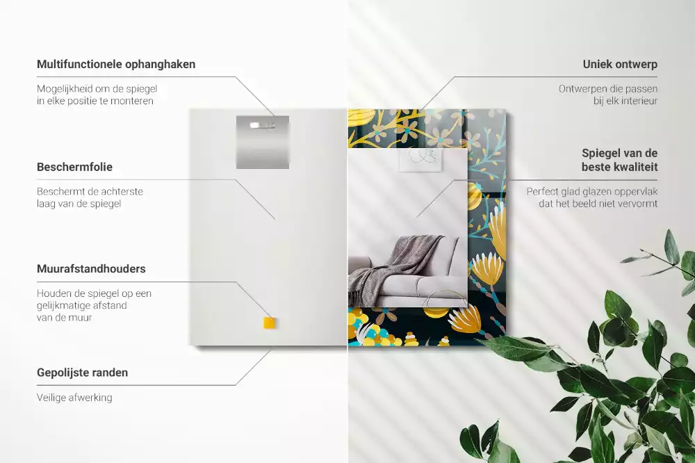 Decorațiuni de perete cu oglinzi Flori frunze modele