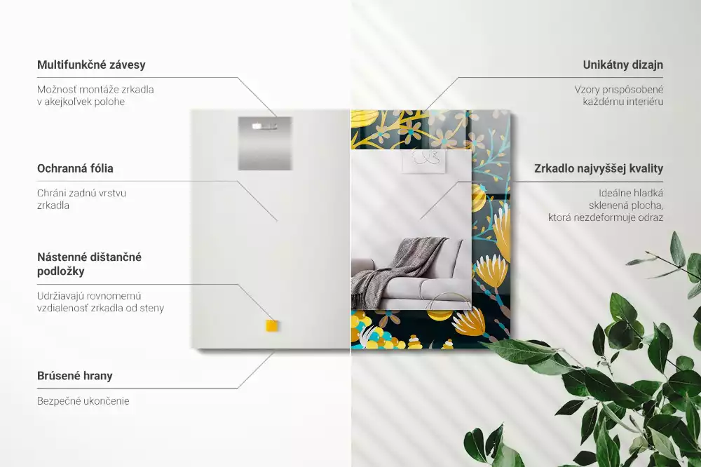 Decorațiuni de perete cu oglinzi Flori frunze modele