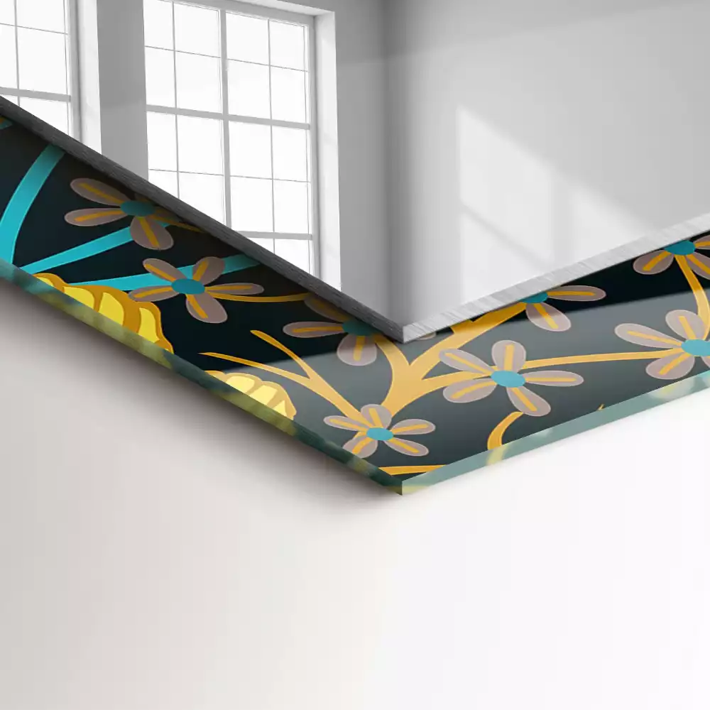 Decorațiuni de perete cu oglinzi Flori frunze modele