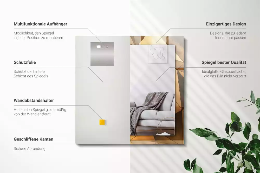 Decorațiuni perete cu oglindă Modele geometrice aurii