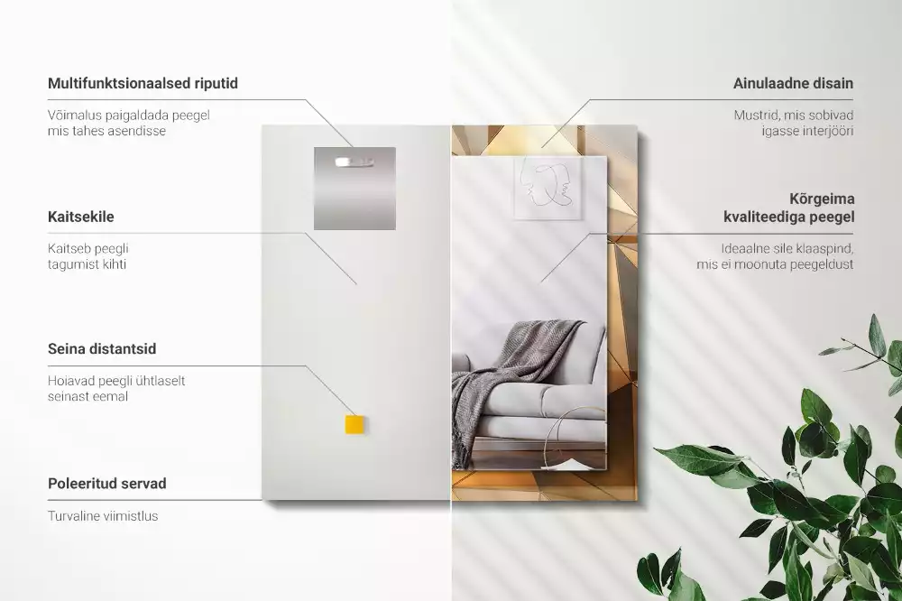 Decorațiuni perete cu oglindă Modele geometrice aurii