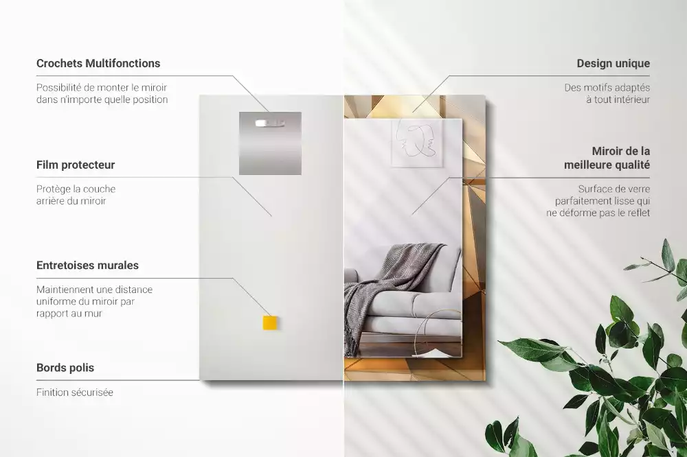 Decorațiuni perete cu oglindă Modele geometrice aurii