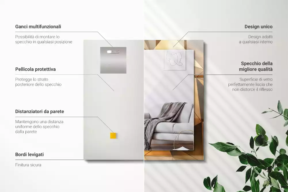 Decorațiuni perete cu oglindă Modele geometrice aurii