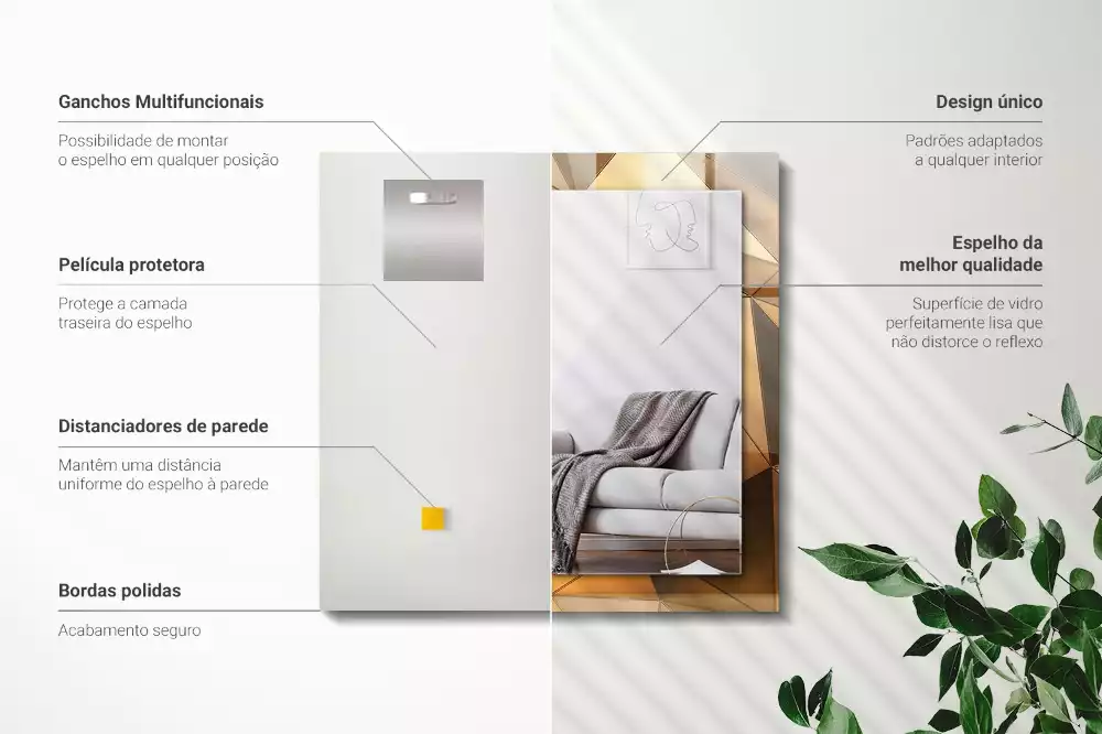 Decorațiuni perete cu oglindă Modele geometrice aurii