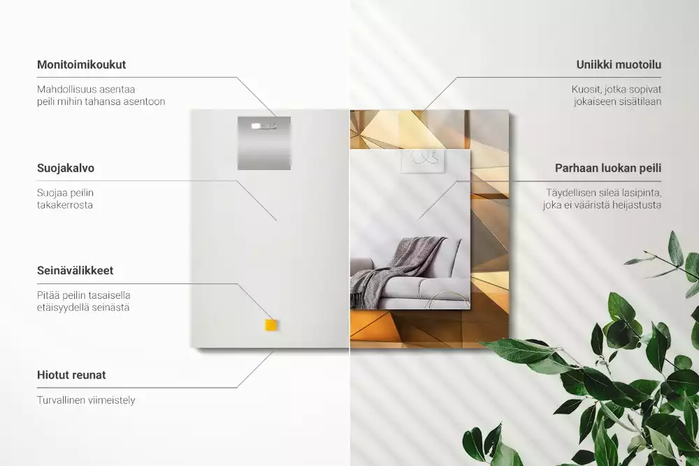 Decorațiuni perete cu oglindă Modele geometrice aurii