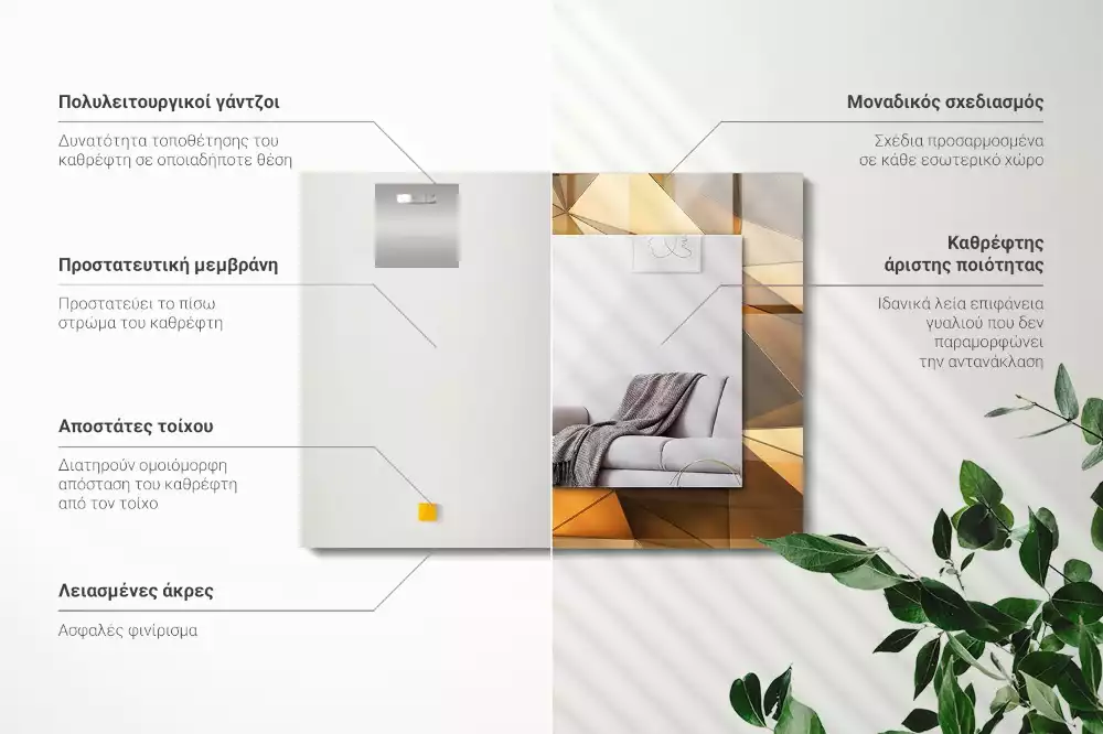 Decorațiuni perete cu oglindă Modele geometrice aurii