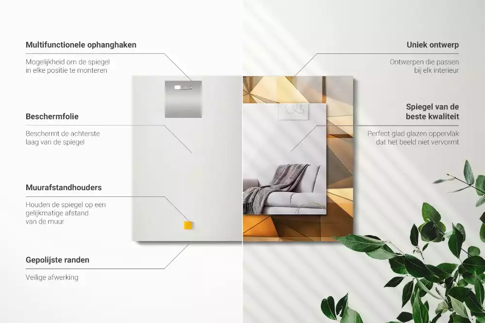 Decorațiuni perete cu oglindă Modele geometrice aurii