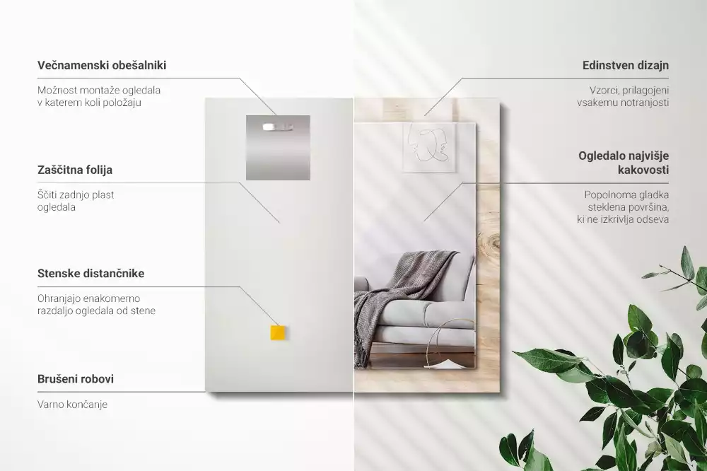 Decorațiuni de perete cu oglinzi Lemn cu noduri