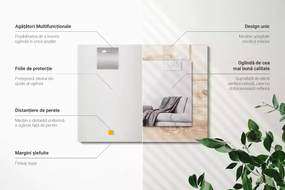 Decorațiuni de perete cu oglinzi Lemn cu noduri