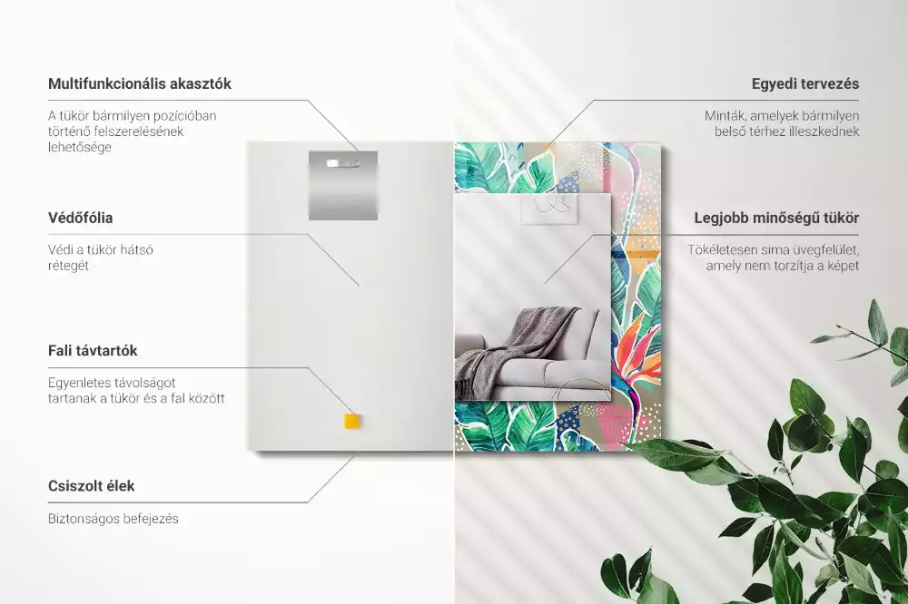 Decorațiuni perete cu oglindă Flori și frunze