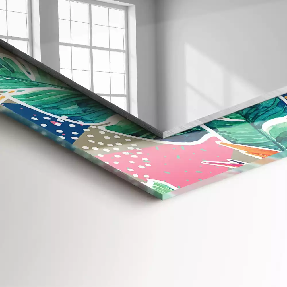 Decorațiuni perete cu oglindă Flori și frunze