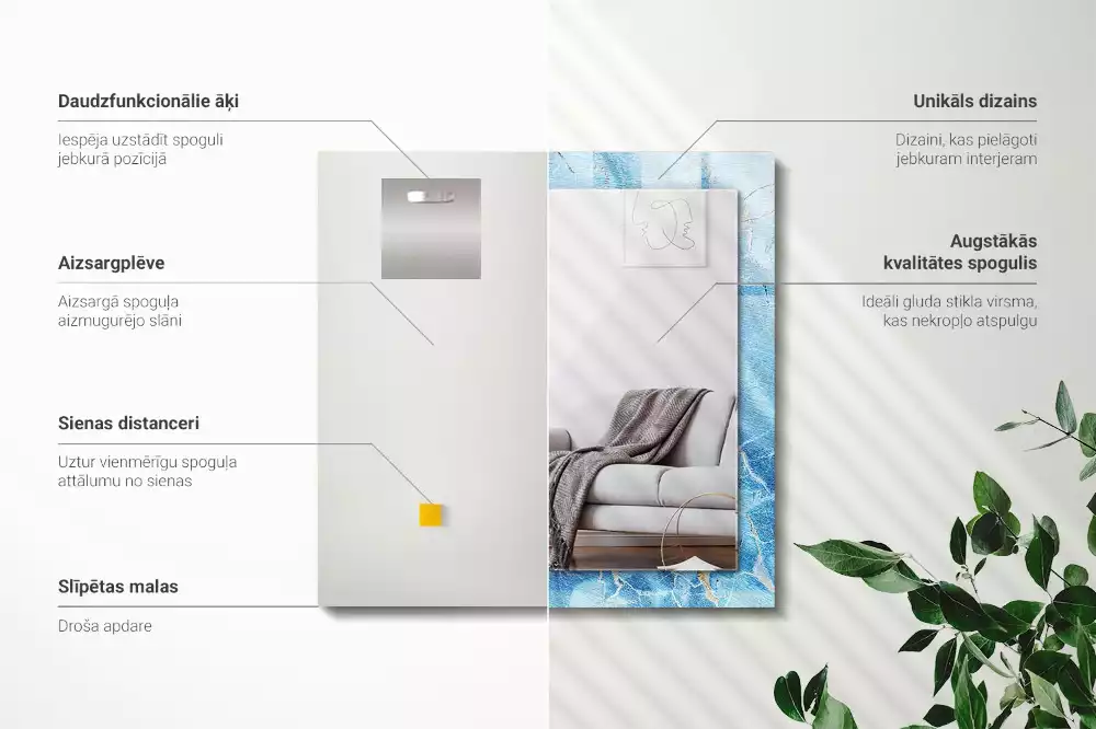 Oglindă imprimată Model de marmură albastru