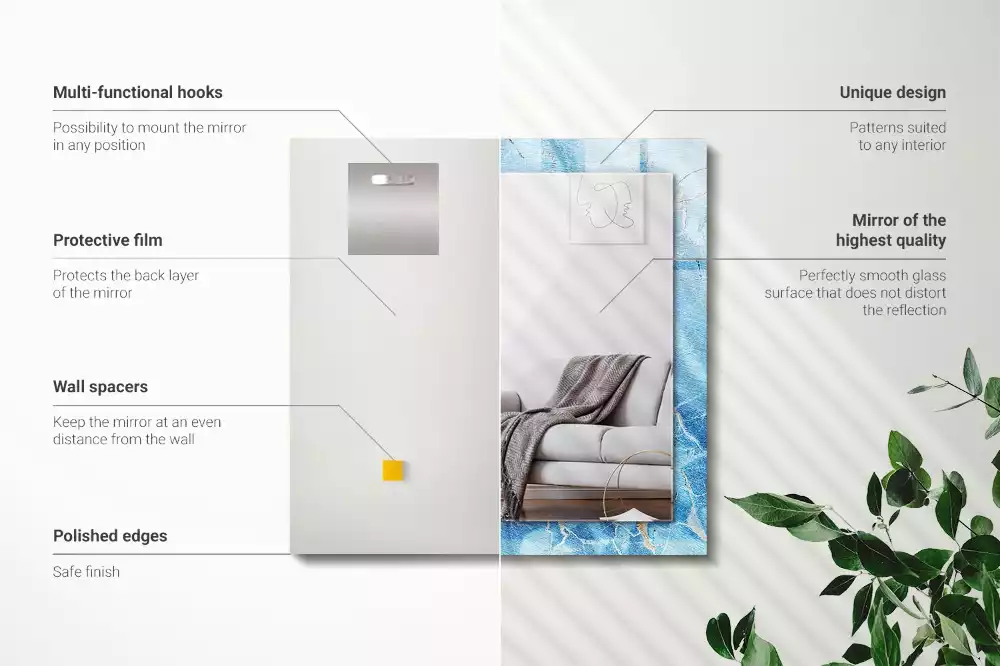 Oglindă imprimată Model de marmură albastru