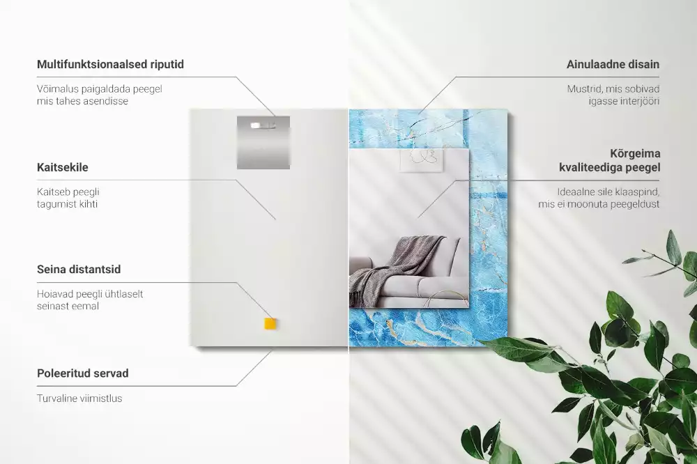 Oglindă imprimată Model de marmură albastru